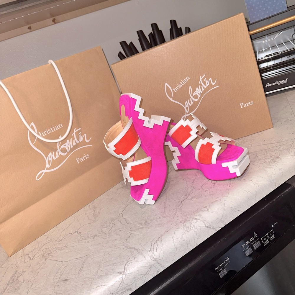 Christian Louboutin Yangfiki Suede Sandal Pink